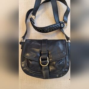 Cole Haan Black Leather Crossbody Bag with Braided Strap